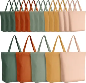 Reginary 20 Pcs Reusable Canvas Grocery Shopping Tote Bags Bulk with Zipper and Handle Boho Mental Health Gifts for Women