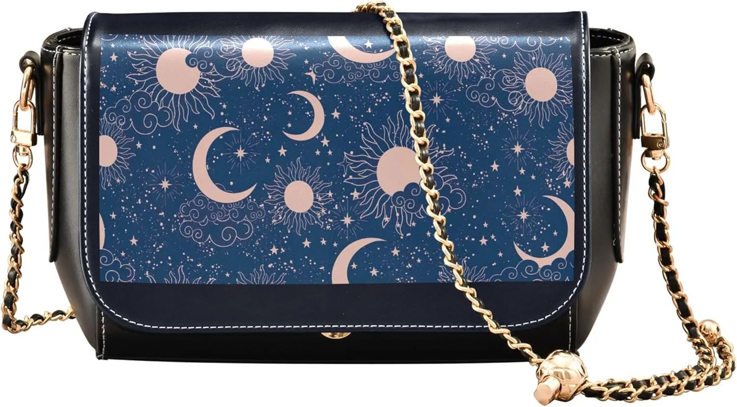 Retro Shoulder Leather Bags, Cute Woodland Animals Fox Crossbody Bags for Women Phone Satchel with Chain Strap