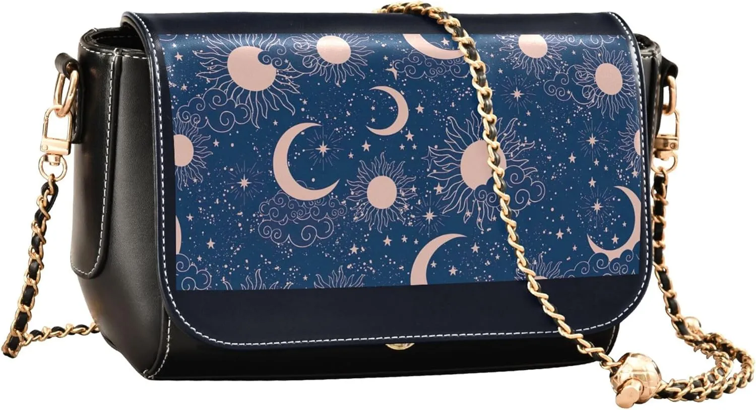 Retro Shoulder Leather Bags, Cute Woodland Animals Fox Crossbody Bags for Women Phone Satchel with Chain Strap