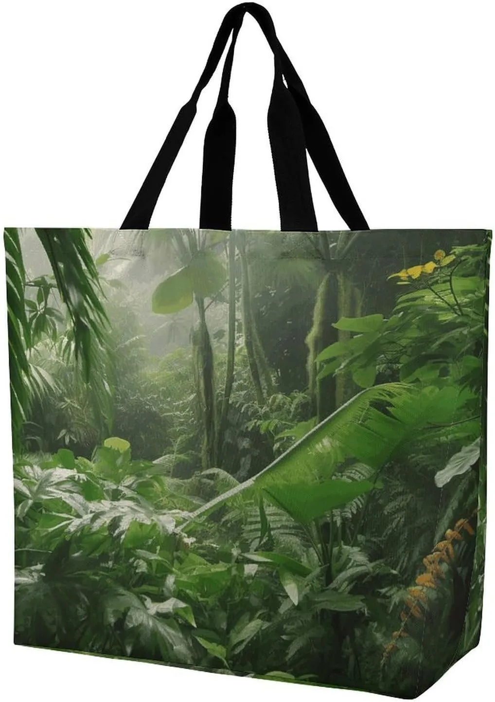Reusable Grocery Bags Tropical Rainforest Shopping Bag Lightweight Shoulder Bags Large Tote Bag for Travel Work Handbag