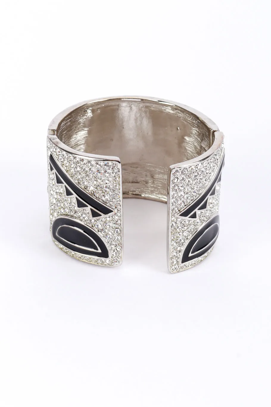 Rhinestone & Geo Enamel Deco Bangle Cuff