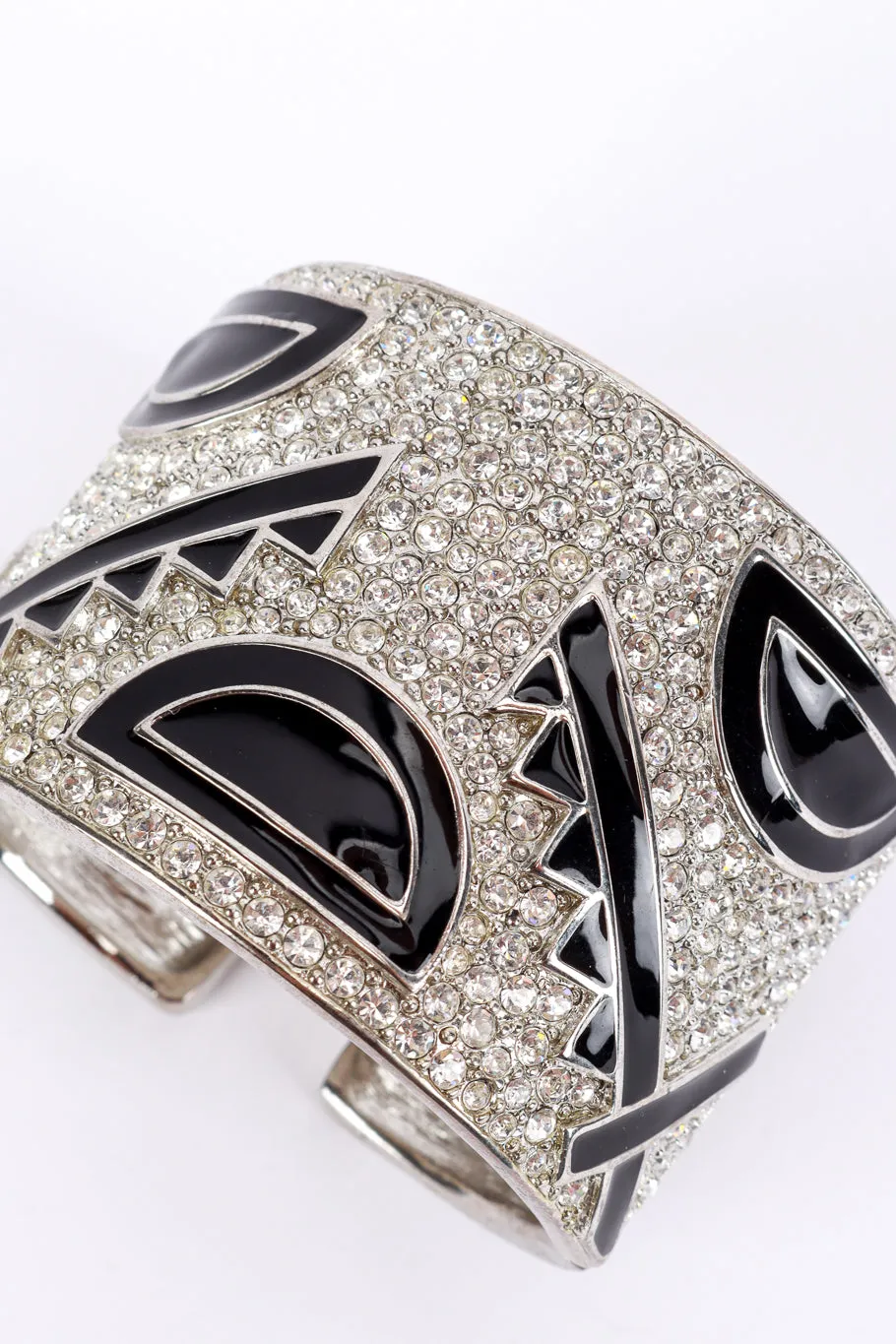 Rhinestone & Geo Enamel Deco Bangle Cuff