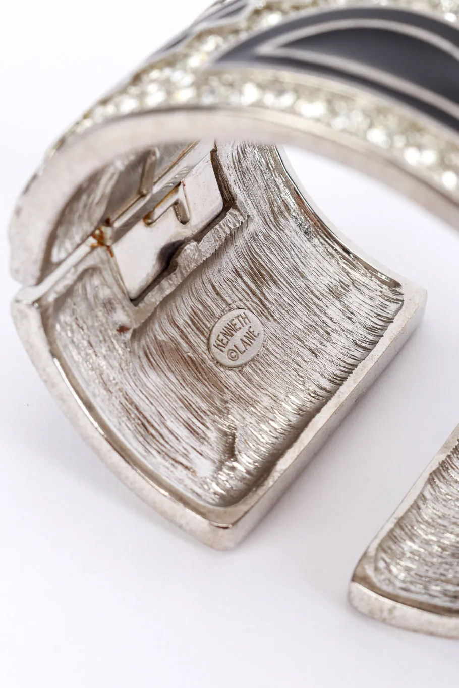 Rhinestone & Geo Enamel Deco Bangle Cuff