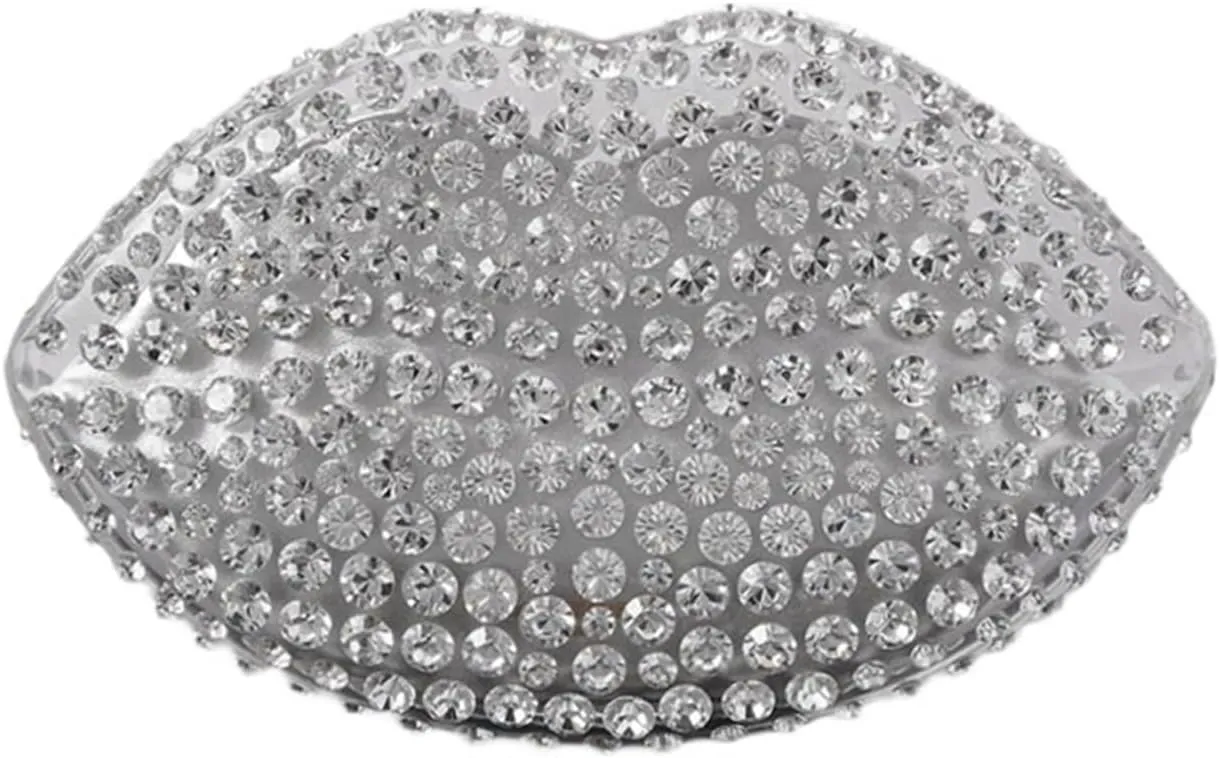 Rhinestone Bags Lip Shape Clutch Bag Rhinestones Clear Wedding Evening Party Kiss Purse Women Handbag