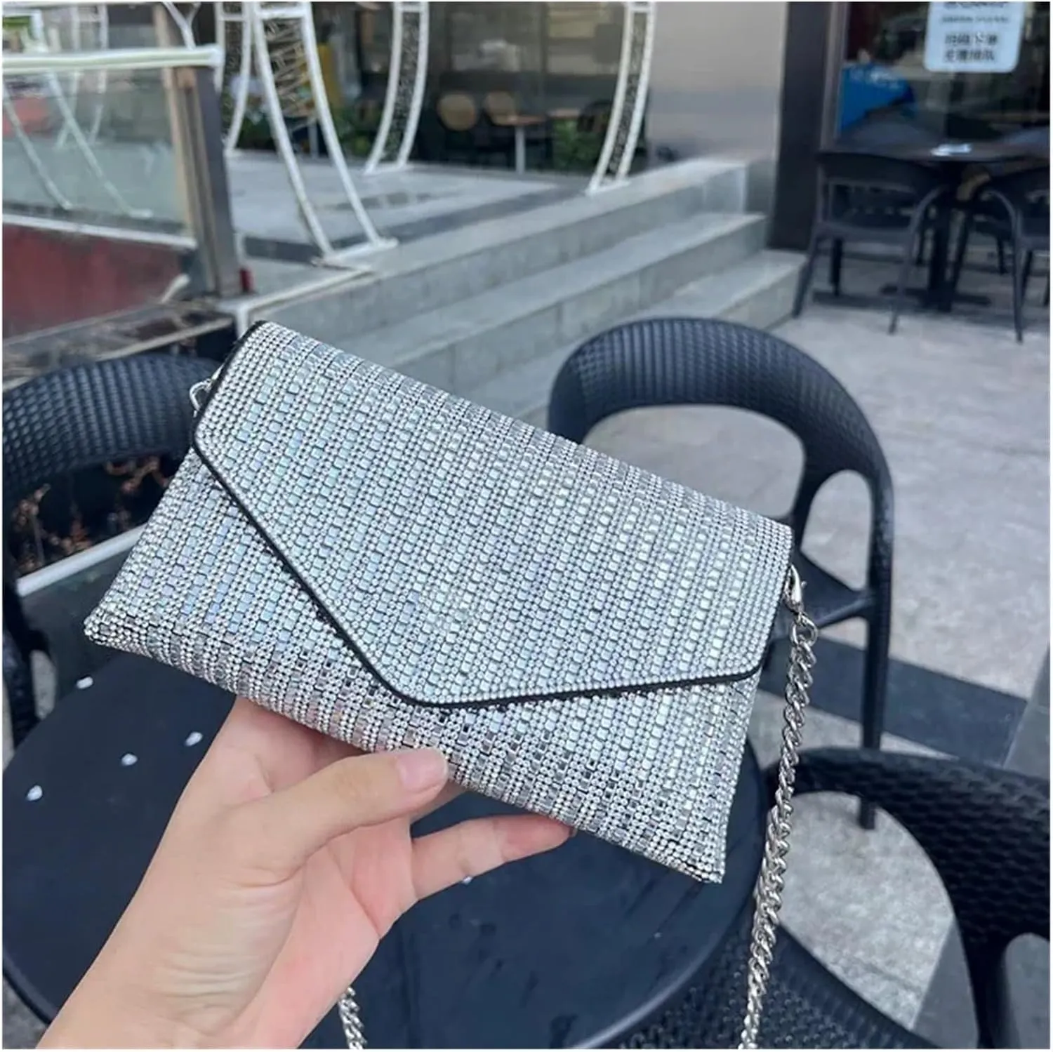 Rhinestone Purse Hand Bags For Women Handbags Chain Silver Purse Party Bags For Wedding Party Prom