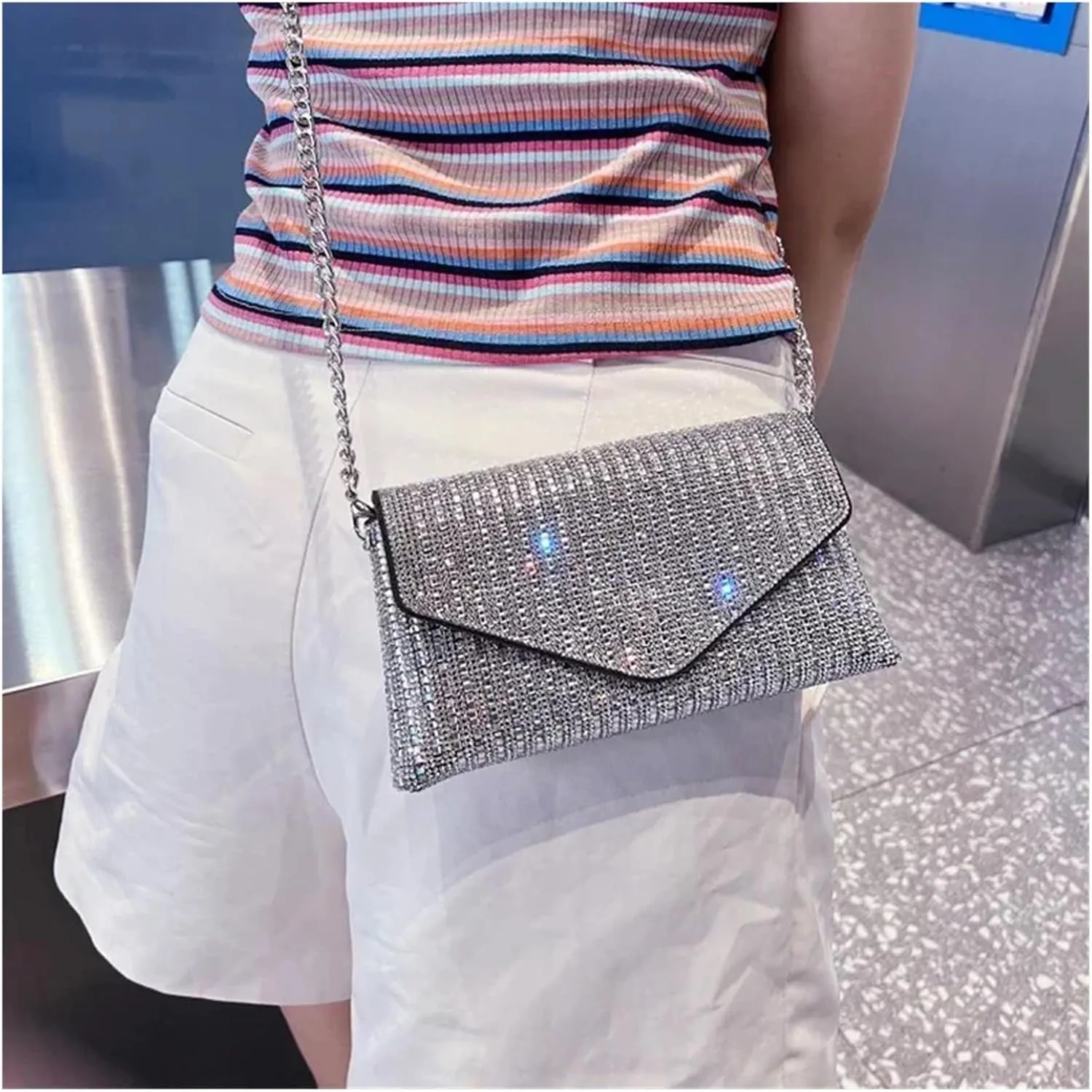 Rhinestone Purse Hand Bags For Women Handbags Chain Silver Purse Party Bags For Wedding Party Prom