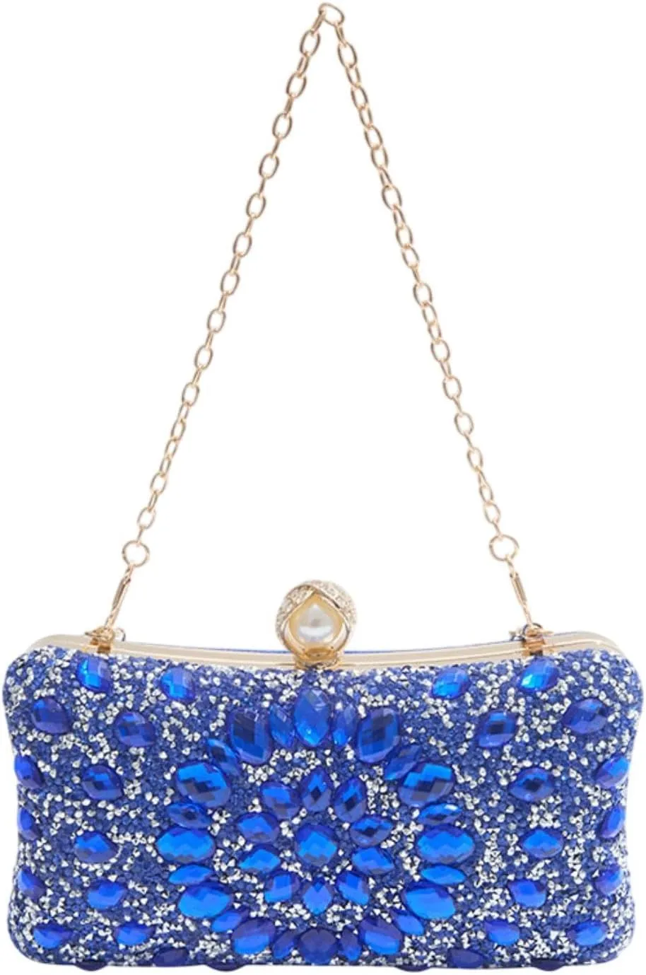Rhinestones Clutch Elegant Bag with Removable Chain for Commitment