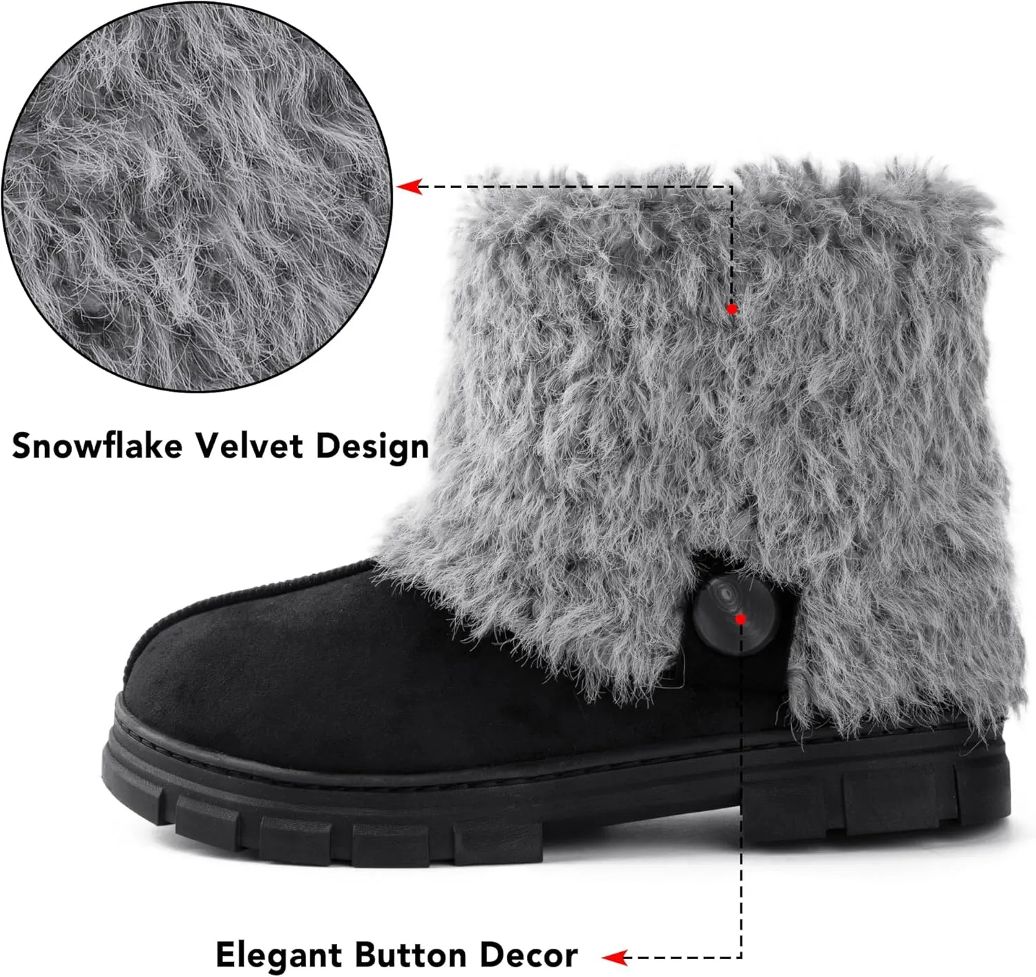 RockDove Women’s Drape Faux Fur Hardsole Bootie