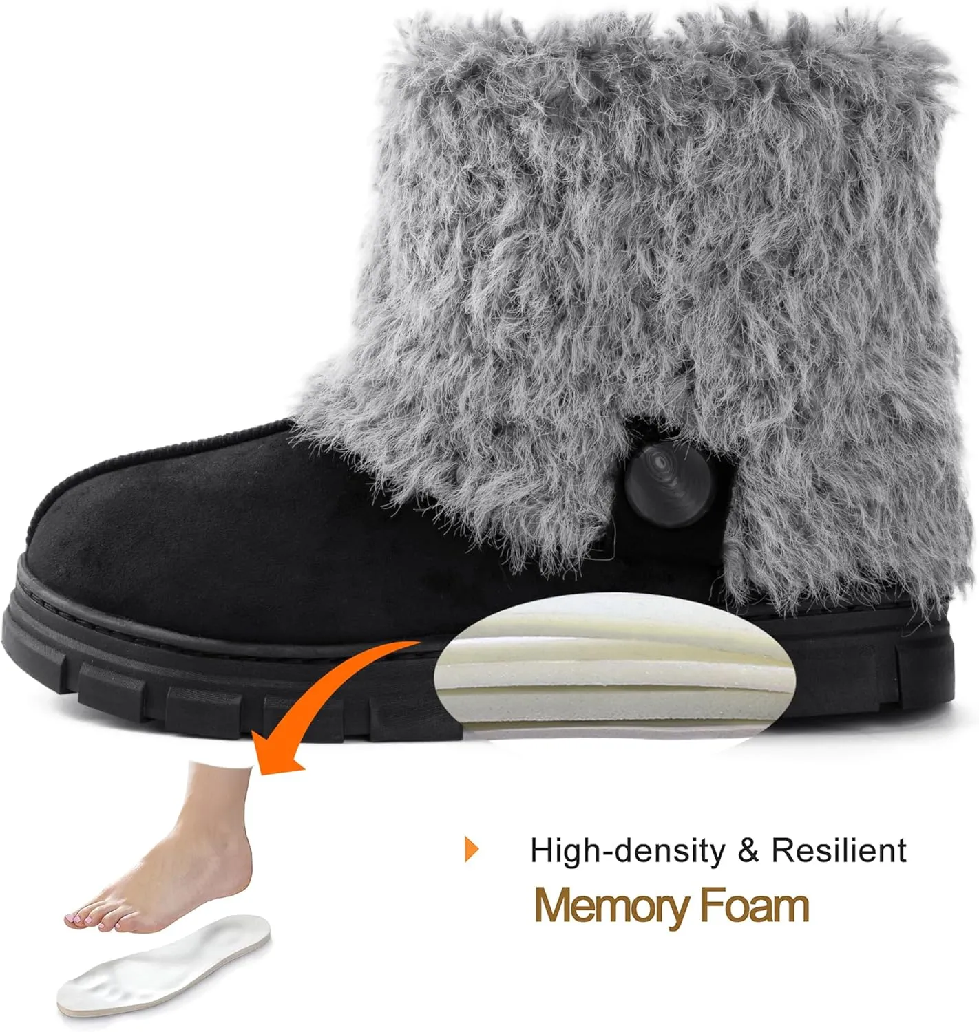 RockDove Women’s Drape Faux Fur Hardsole Bootie