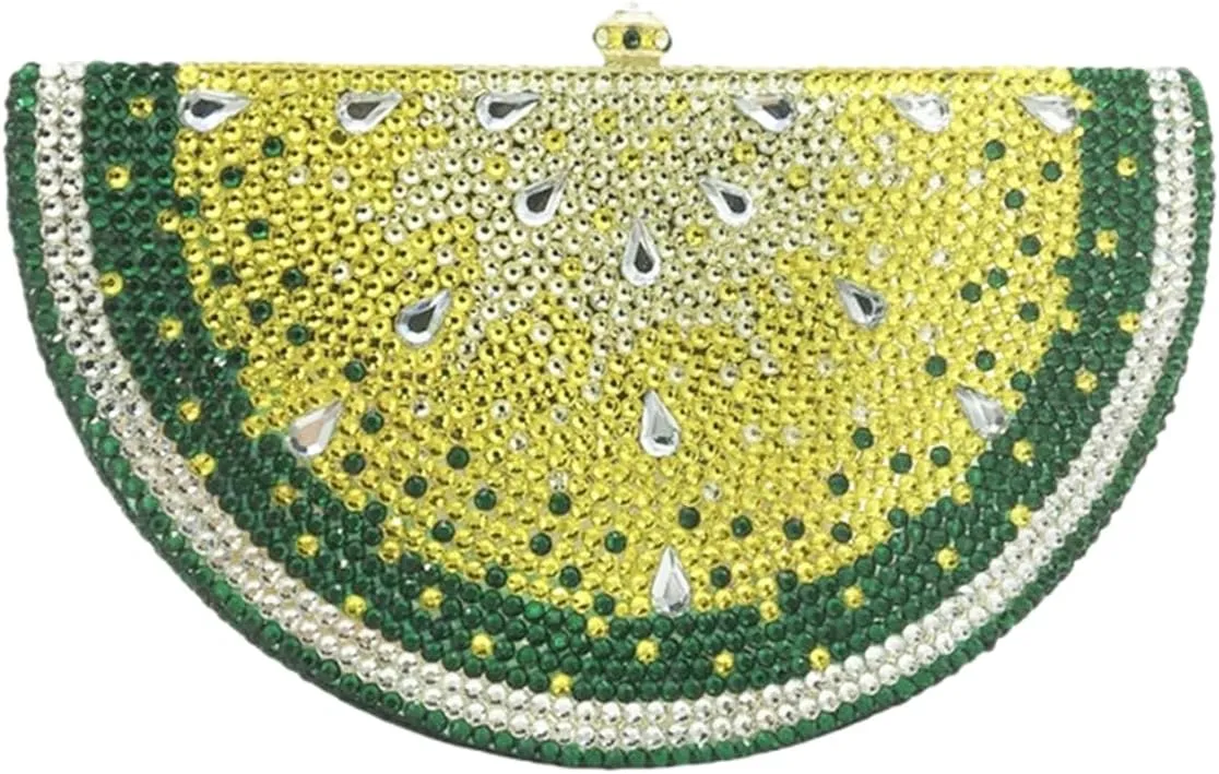 RomanticDesign Cute Watermelon Rhinestone Evening Clutch for Women Glitter Crystal Purse Party Cocktail Banquet Handbag