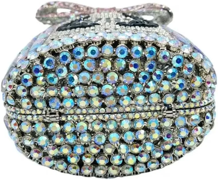 RomanticDesign Women Champagne Bottle Rhinestone Evening Clutch Bride Purse Chic Bowknot Crystal Handbag for Party Prom