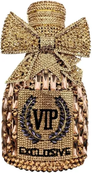 RomanticDesign Women Champagne Bottle Rhinestone Evening Clutch Bride Purse Chic Bowknot Crystal Handbag for Party Prom