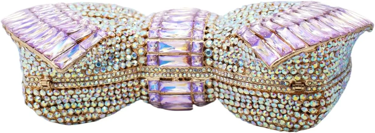 RomanticDesign Women Sparkly Bowknot Evening Clutch Luxury Rhinestone Bride Purse Wedding Party Prom Banquet Handbag