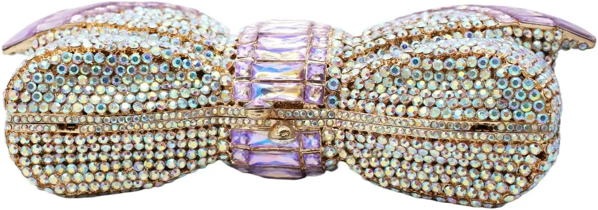 RomanticDesign Women Sparkly Bowknot Evening Clutch Luxury Rhinestone Bride Purse Wedding Party Prom Banquet Handbag