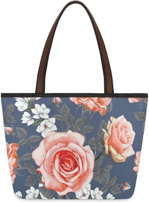 Rose White Peach Blossom Tote Bag for Women Womens Handbags Tote Bag for Work Shopping Travel Beach