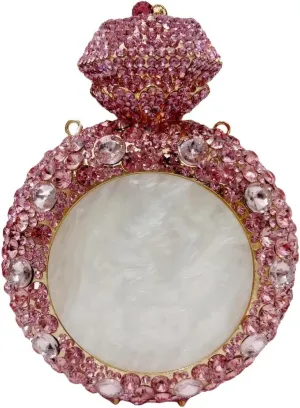 Round Crystal Perfume Bottle for Women Bling Rhinestone Disco Shoulder Bag Chic Wedding Guest Evening Bag