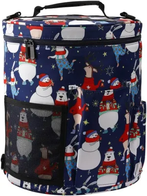 Round Yarn Storage Bag Cylinder Knitting Wool Yarn Bags Yarn Crochet Sewing Tool Handbag for Knitting Needles Travel Organizer