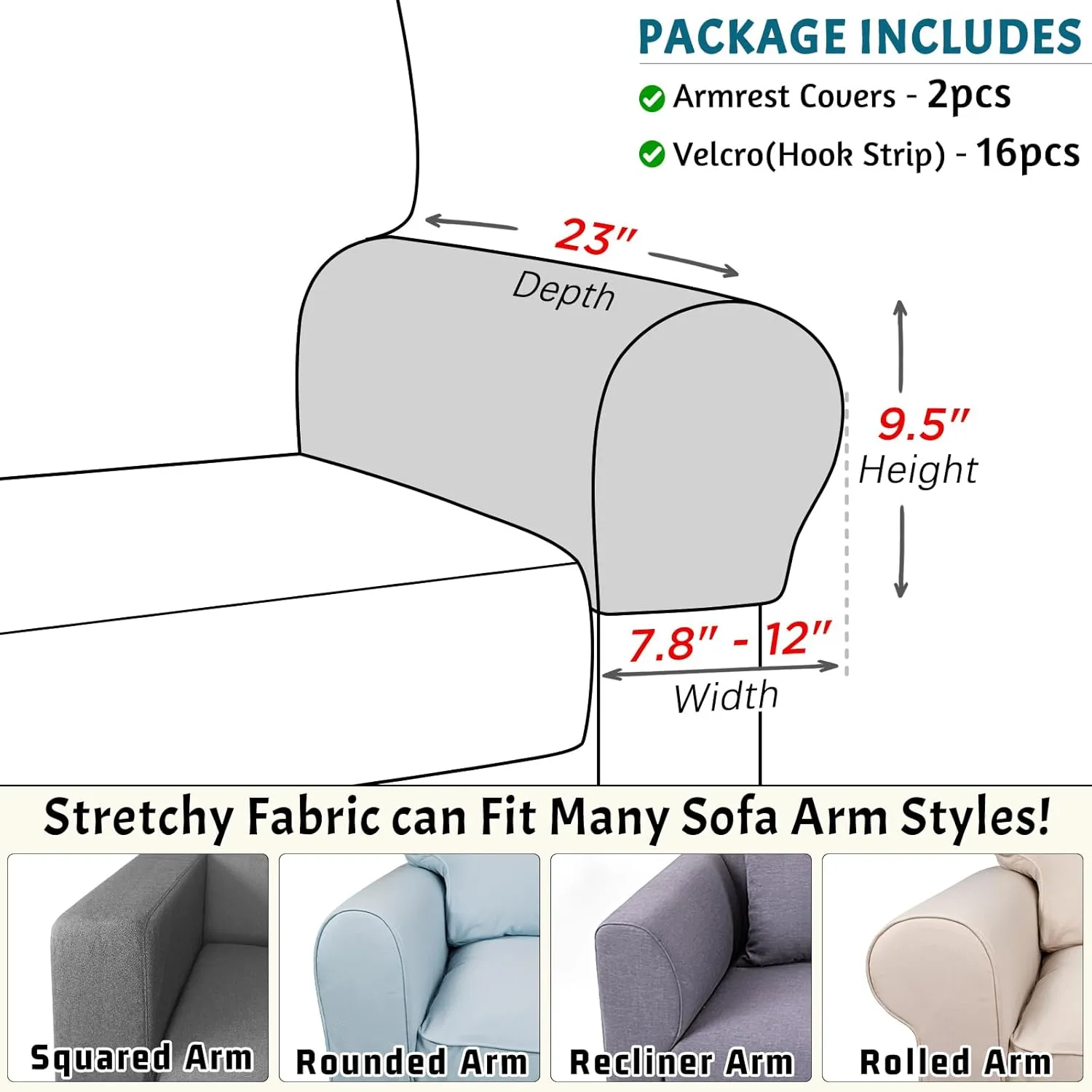 Roytub Stretch Couch Arm Covers, Breathable Armrest Cover for Sofas and Chairs Armrest Cover Keep Home Clean, Scratch-Resistant Sofa Arm Covers Protect and Decorate Your Sofa(Large, Sand, 2PCS)