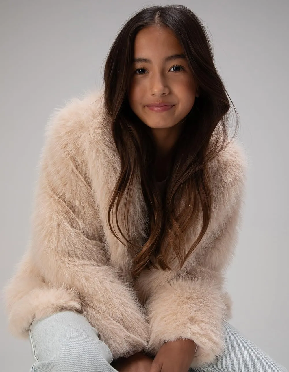 Rsq Girls Fuzzy Faux Fur Coat
