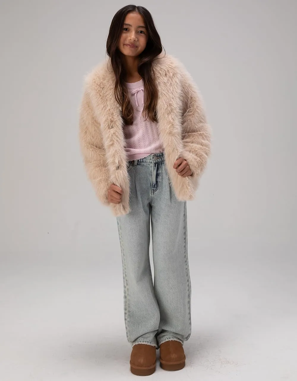 Rsq Girls Fuzzy Faux Fur Coat