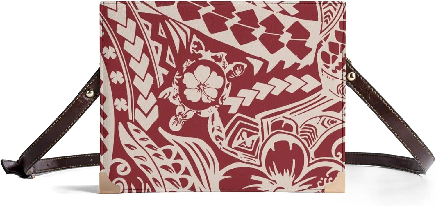 Samoa Floral Custom Vintage Women'S Rectangular Book Crossbody Bag Polynesian Book Storage Bag With Shoulder Strap