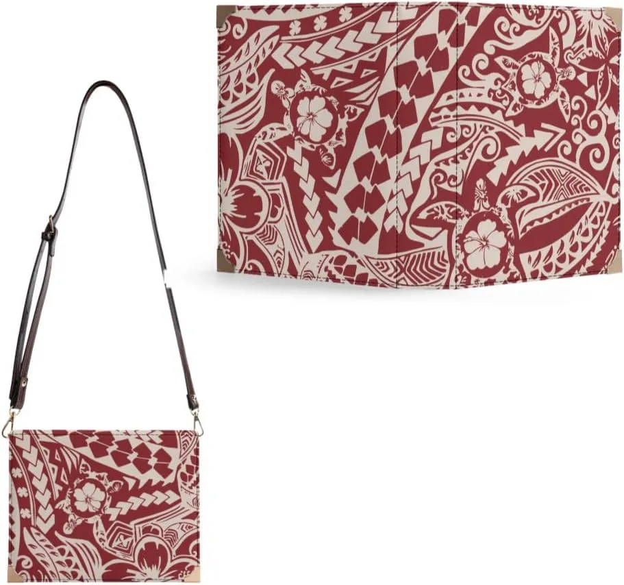 Samoa Floral Custom Vintage Women'S Rectangular Book Crossbody Bag Polynesian Book Storage Bag With Shoulder Strap