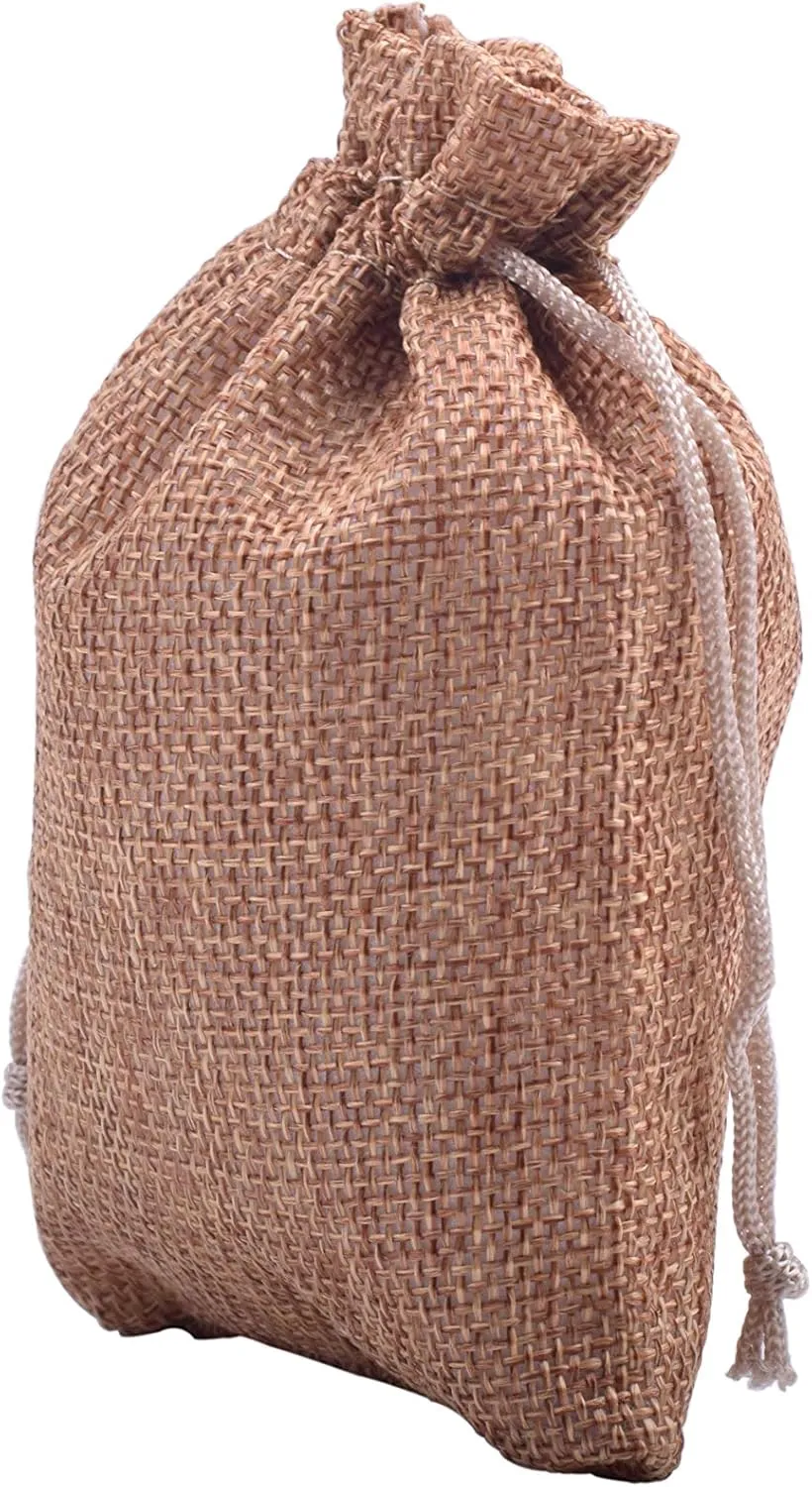 Sansam 50pcs 10.0x14.0cm/4.0''x5.6'' Camel Lining Burlap Small Gift Bags Hemp/Hessian Bags, Jewelry Pouches, Wedding Favors, Jewelry Packing, Sacks