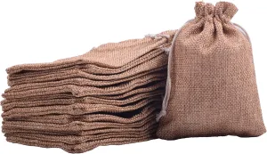 Sansam 50pcs 10.0x14.0cm/4.0''x5.6'' Camel Lining Burlap Small Gift Bags Hemp/Hessian Bags, Jewelry Pouches, Wedding Favors, Jewelry Packing, Sacks