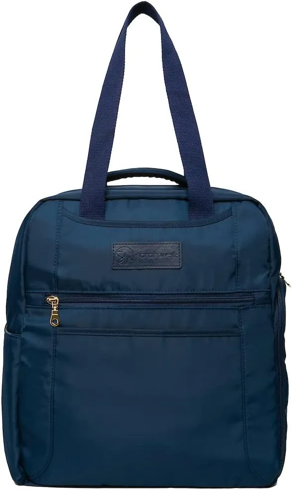 Sarah Wells Kelly Convertible Breast Pump Bag and Backpack with Carrying Handles - Insulated Pocket - Compatible with All Portable Pumps on the Market - 17" Laptop Sleeve (Indigo)