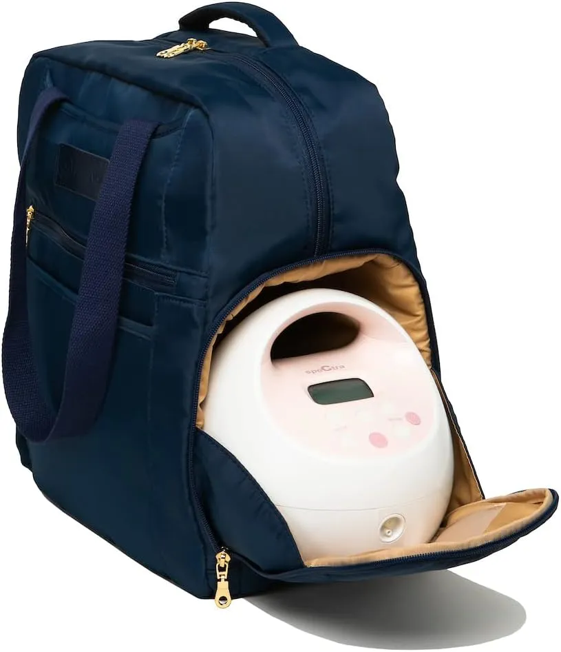 Sarah Wells Kelly Convertible Breast Pump Bag and Backpack with Carrying Handles - Insulated Pocket - Compatible with All Portable Pumps on the Market - 17" Laptop Sleeve (Indigo)