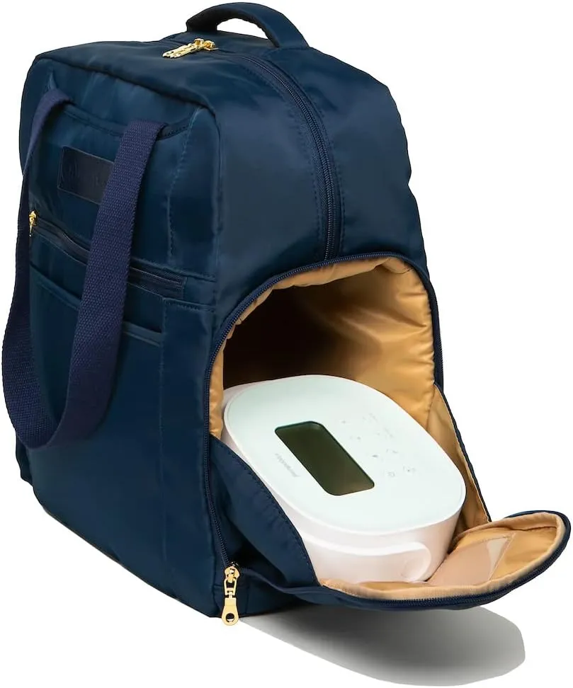 Sarah Wells Kelly Convertible Breast Pump Bag and Backpack with Carrying Handles - Insulated Pocket - Compatible with All Portable Pumps on the Market - 17" Laptop Sleeve (Indigo)