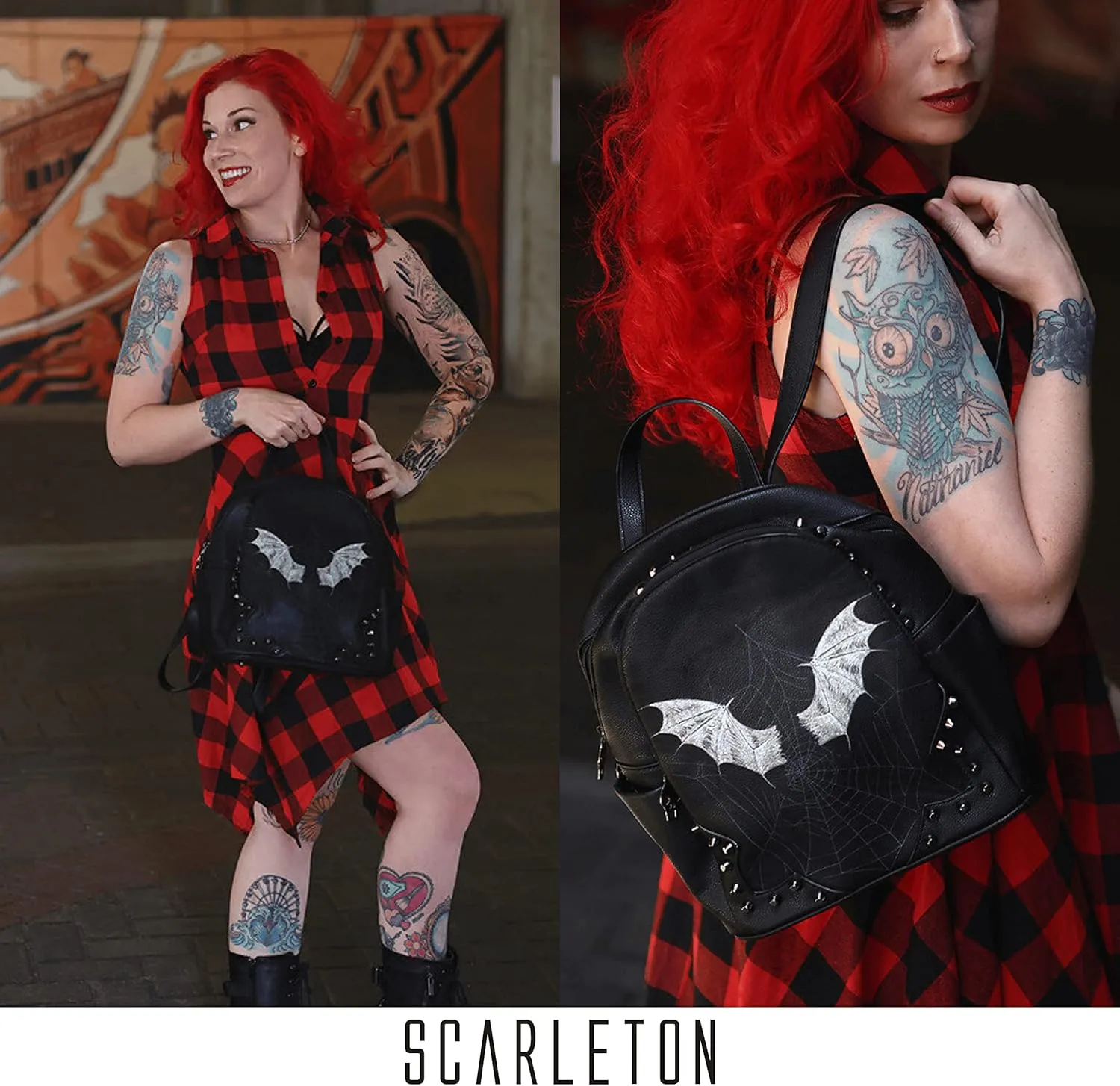 Scarleton Studded Skull Bag for Women, Vegan Leather Punk Rock Rivet Bag, Shoulder Bag H1417