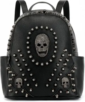 Scarleton Studded Skull Bag for Women, Vegan Leather Punk Rock Rivet Bag, Shoulder Bag H1417