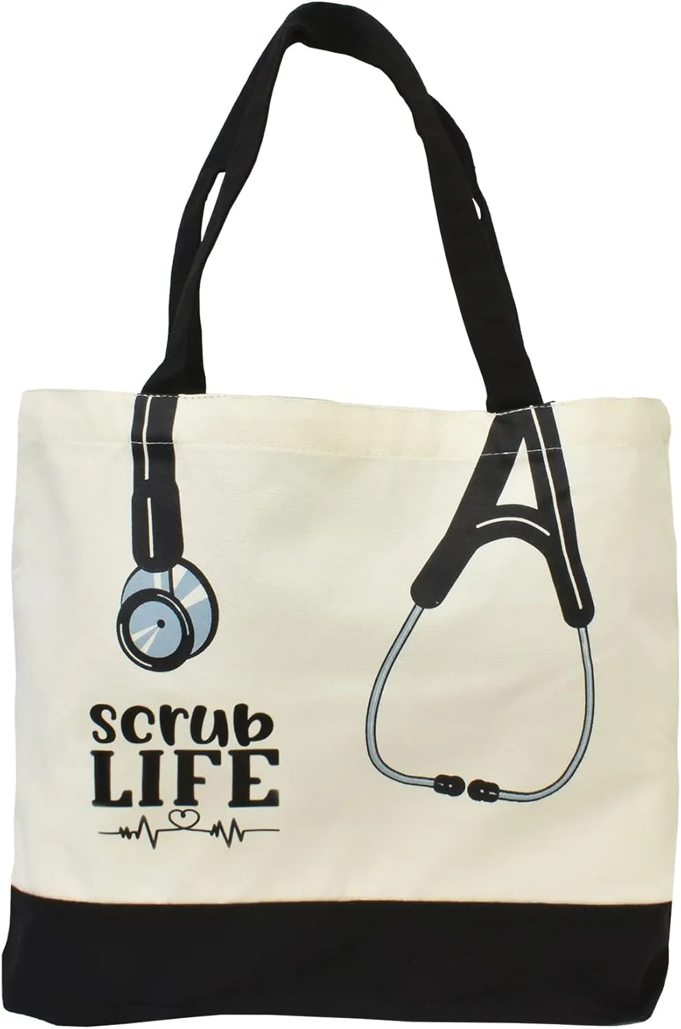 Scrub Life Black Stethoscope Canvas Novelty Tote Bag
