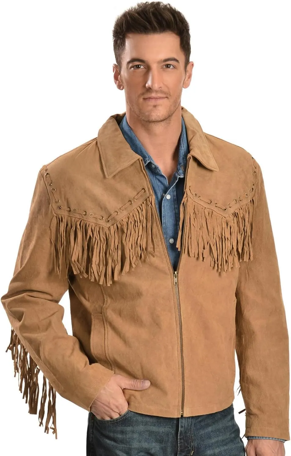 Scully Men's Fringed Suede Leather Short Jacket - 221-409