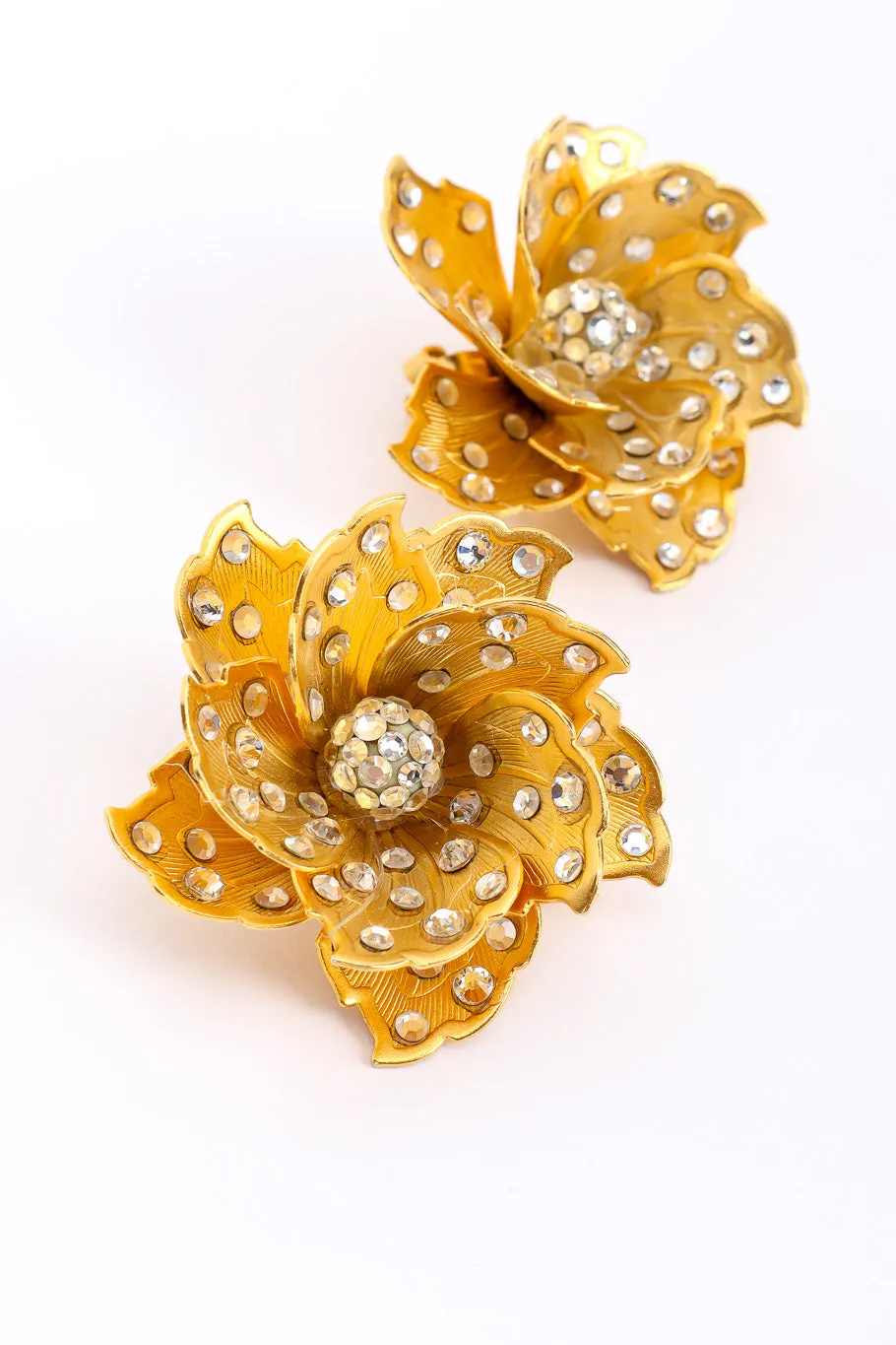 Sculpted Petal Rhinestone Earrings