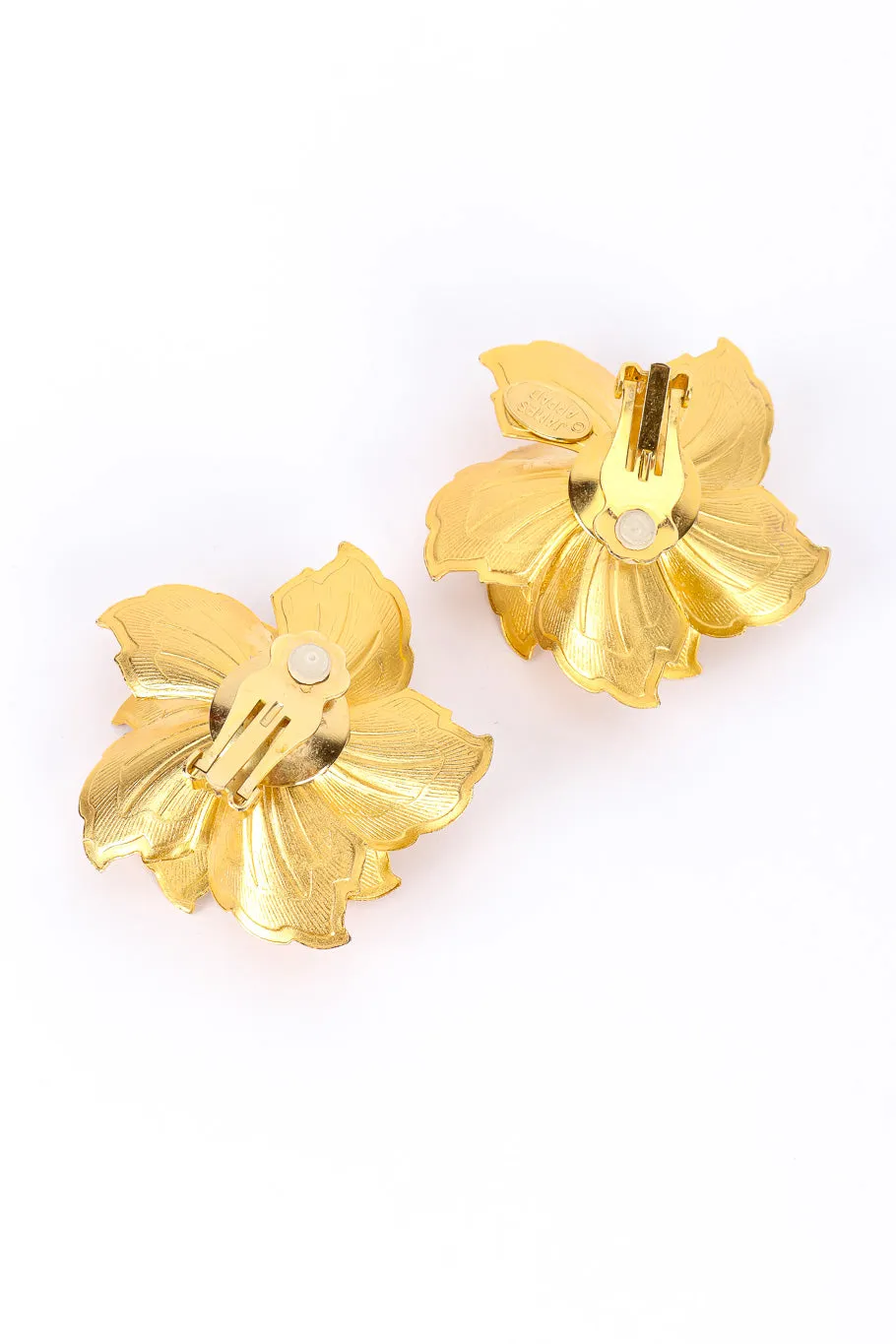 Sculpted Petal Rhinestone Earrings