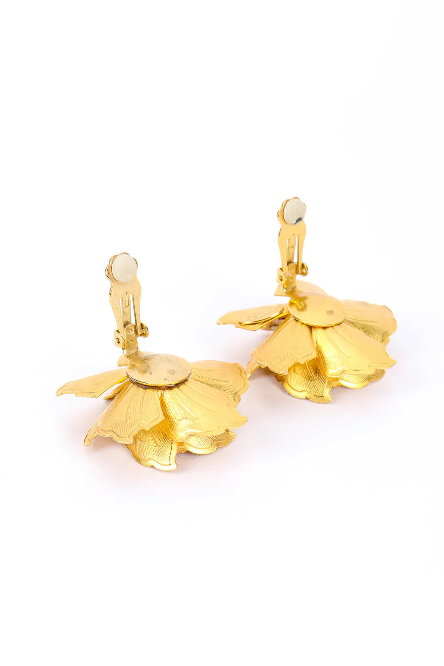 Sculpted Petal Rhinestone Earrings