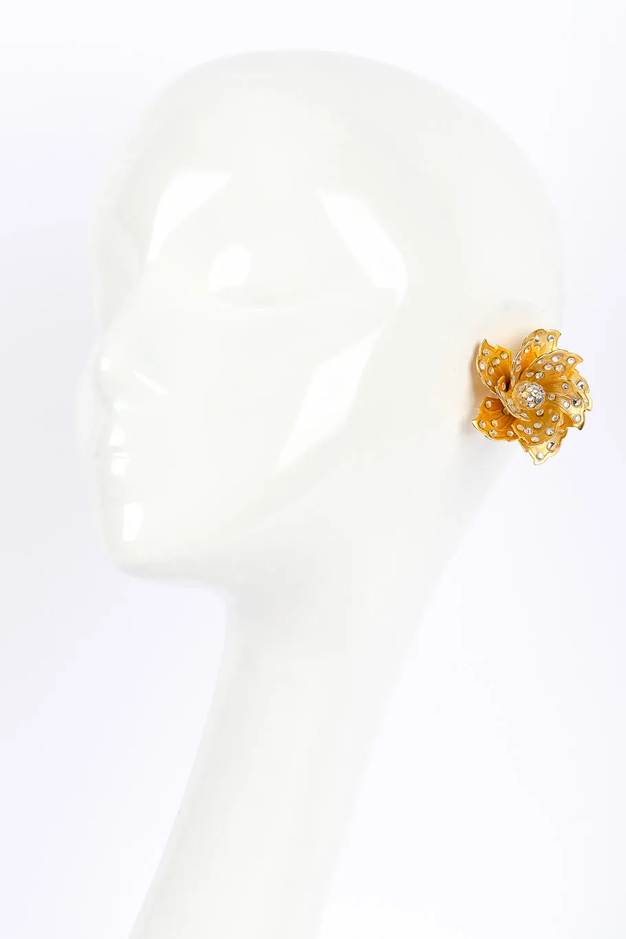 Sculpted Petal Rhinestone Earrings