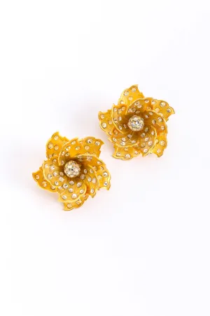 Sculpted Petal Rhinestone Earrings