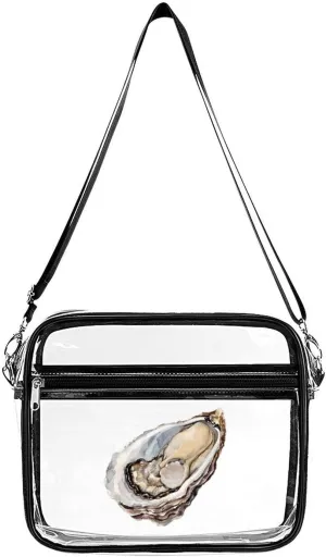 Seafood Oyster Large Clear Stadium Bag Clear Mini Messenger Bags with 2 Compartments Crossbody Bag