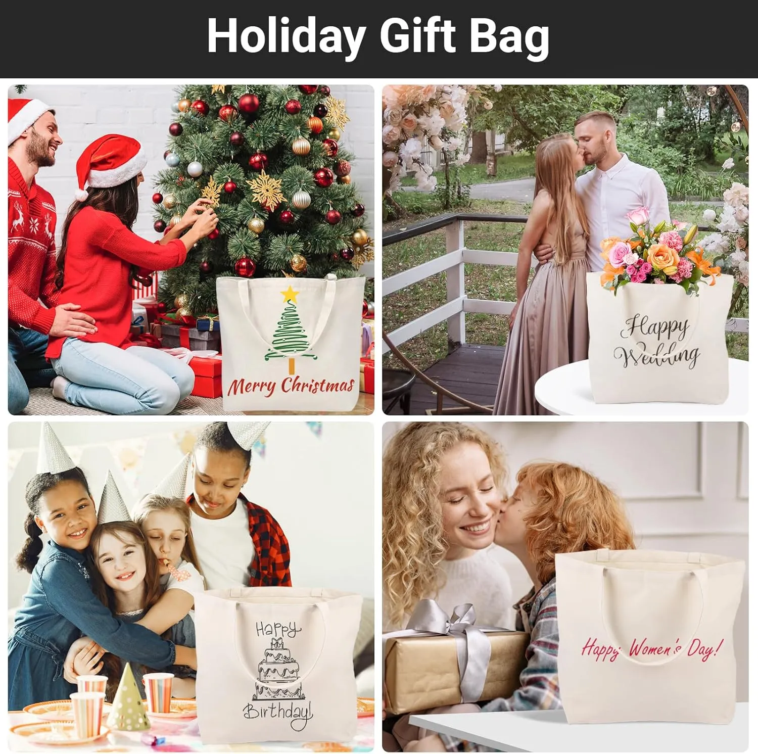 Segarty Canvas Tote Bag, 12 Pack 18x15 Blank Canvas Tote for Women, Reusable Bags Aesthetic with Natural Cotton and Shoulder Strap, Bulk for Gift，DIY, Grocery Shopping, Beach, Travel