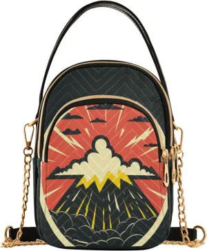 senya Volcanic Eruptions Crossbody Handbags for Women Casual Leather Shoulder Phone Purse