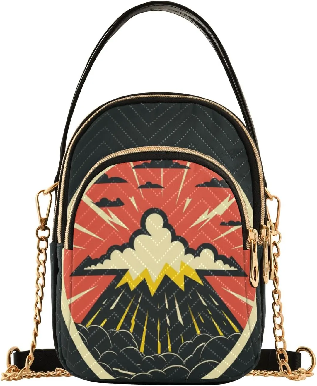 senya Volcanic Eruptions Crossbody Handbags for Women Casual Leather Shoulder Phone Purse