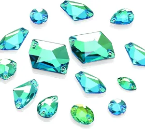 Sew On Rhinestones for Clothes,71Pcs Sew On Crystals with Holes Flatback Sewing Stones Mix Shape Glass Crystal Gems for Jewelry, Shoes, Costume