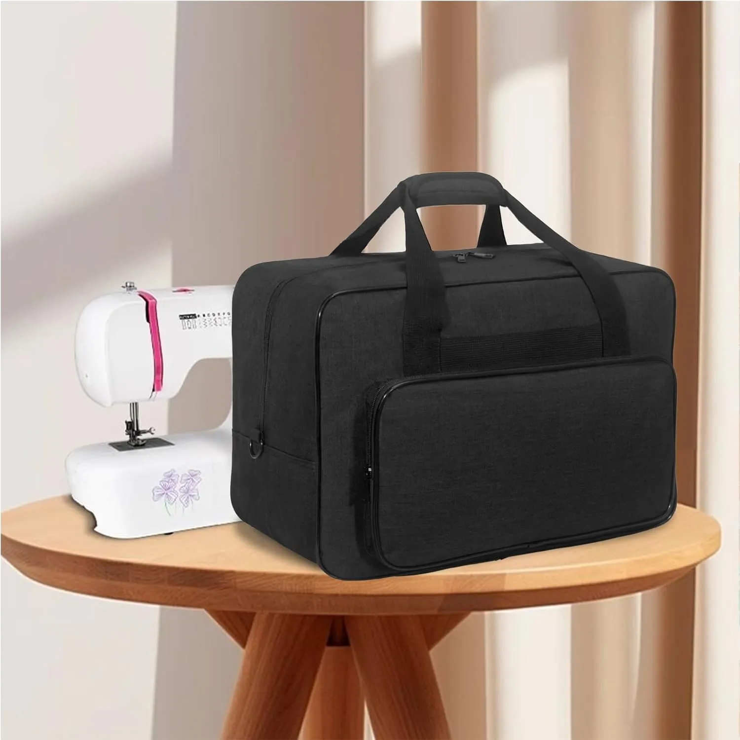 Sewing Machine Carrying Case，Sewing Machine Carrying Case Tote Bag，Universal Tote Storage Bag with Pockets and Handles, Suitable for Most Standard Singer (BLACK)