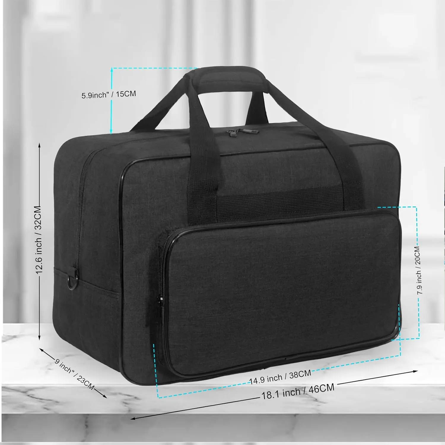 Sewing Machine Carrying Case，Sewing Machine Carrying Case Tote Bag，Universal Tote Storage Bag with Pockets and Handles, Suitable for Most Standard Singer (BLACK)
