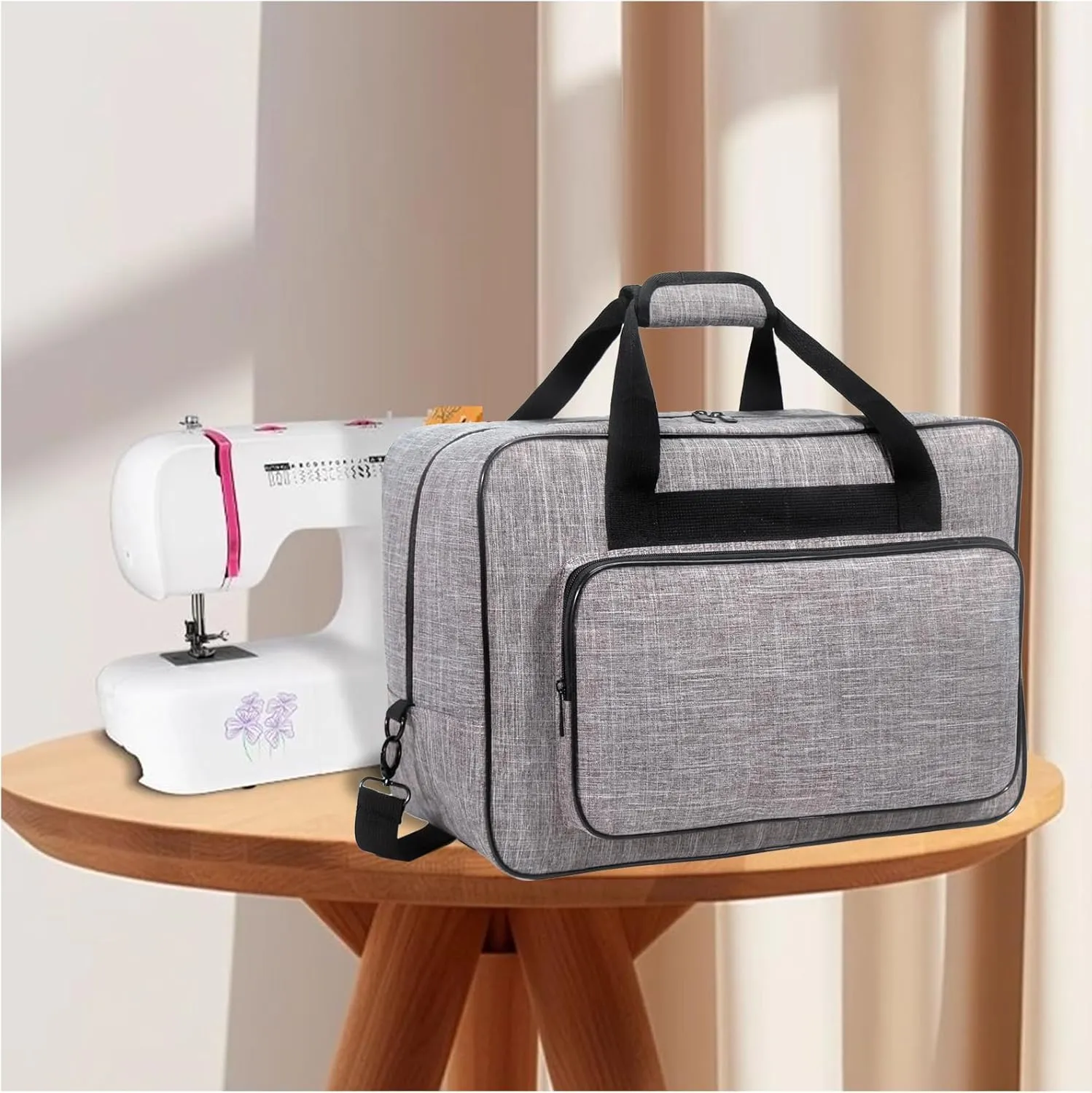 Sewing Machine Carrying Case，Sewing Machine Carrying Case Tote Bag，Universal Tote Storage Bag with Pockets and Handles, Suitable for Most Standard Singer, Janome (GREY)