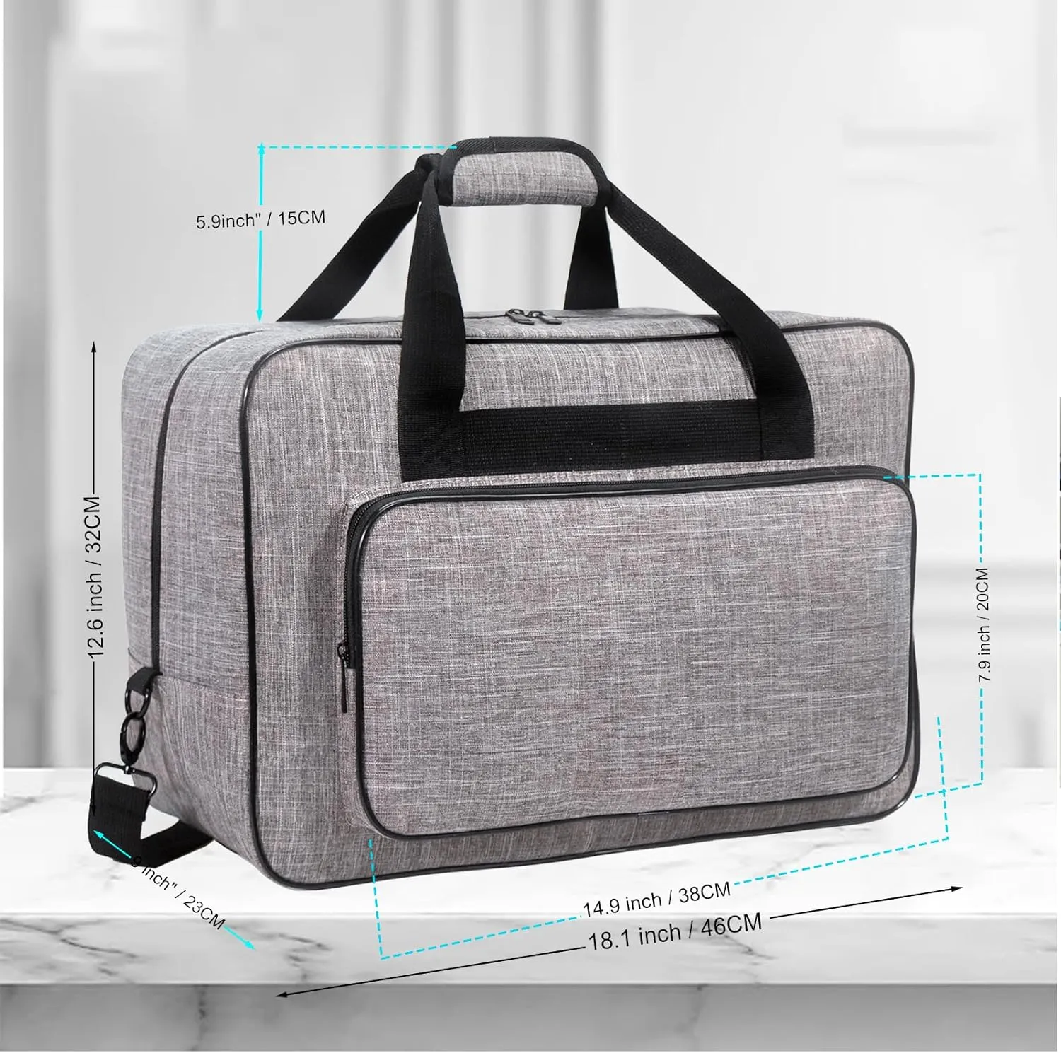 Sewing Machine Carrying Case，Sewing Machine Carrying Case Tote Bag，Universal Tote Storage Bag with Pockets and Handles, Suitable for Most Standard Singer, Janome (GREY)