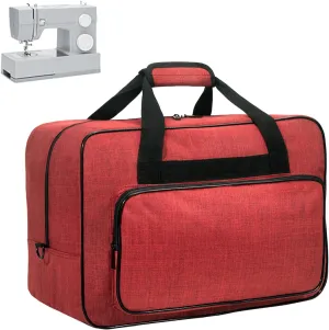 Sewing Machine Carrying Case，Sewing Machine Carrying Case Tote Bag，Universal Tote Storage Bag with Pockets and Handles, Suitable for Most Standard Singer (RED)